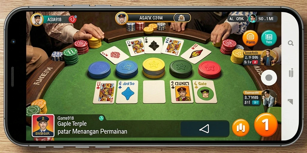 Tampilan gameplay seru ASIA918 saat bermain Gaple dengan teman.