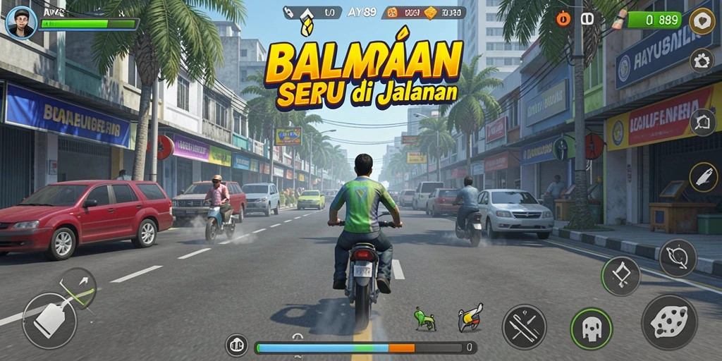 Screenshot utama AYU89 menampilkan aksi balapan mendebarkan di trek.