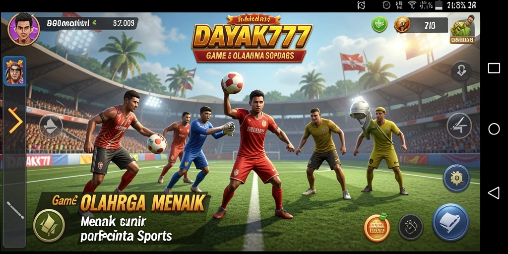 Tampilan layar utama DAYAK777 menunjukkan gameplay olahraga yang intens dan mengasyikkan.