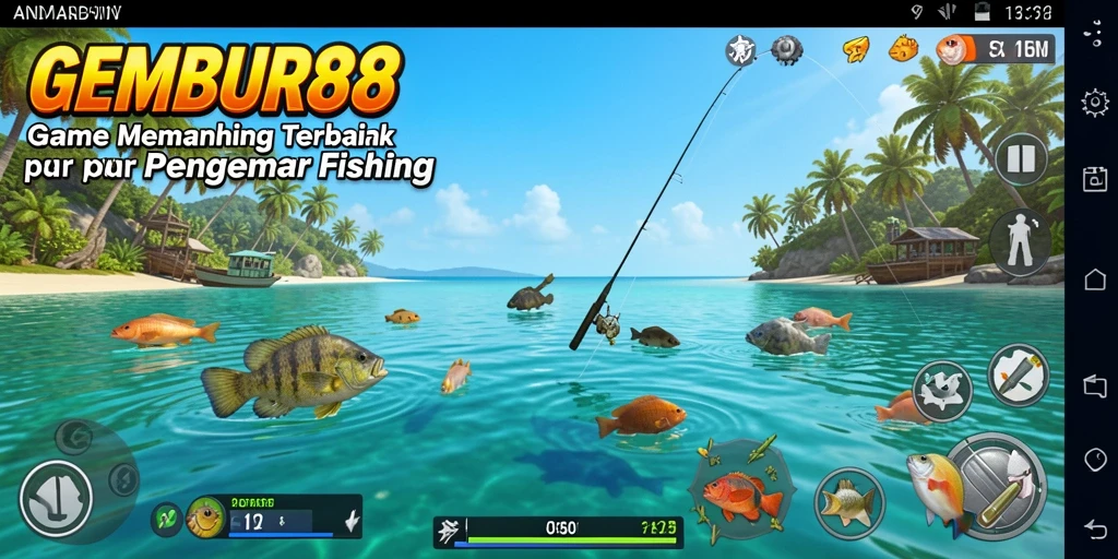 Tampilan screenshot utama GEMBUR88 dengan gameplay memancing yang seru.