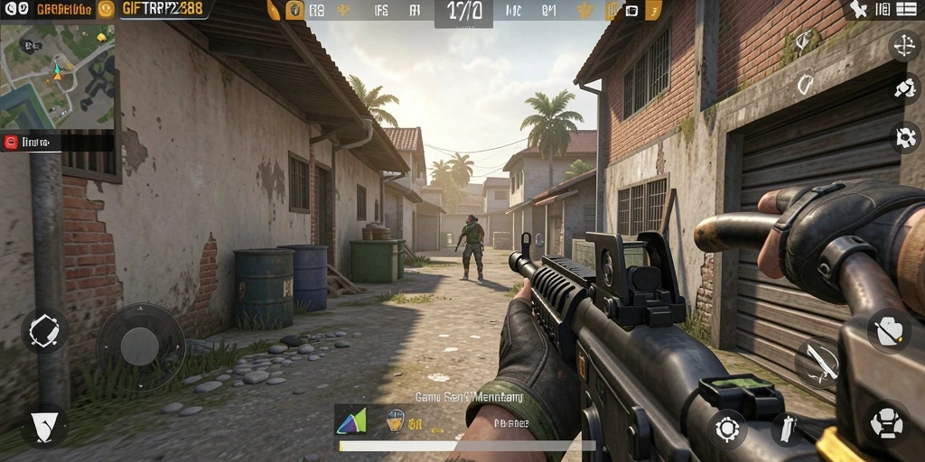 Tampilan gameplay nyata dari game FPS yang seru.