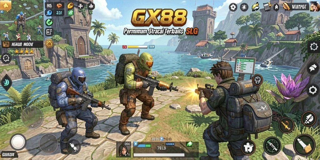 Tampilan dinamis gameplay GX88 dengan pertempuran menyeru.