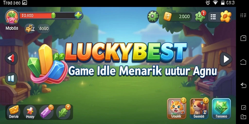 Tampilan gameplay LUCKYBEST menampilkan aksi pengumpulan sumber daya secara otomatis.