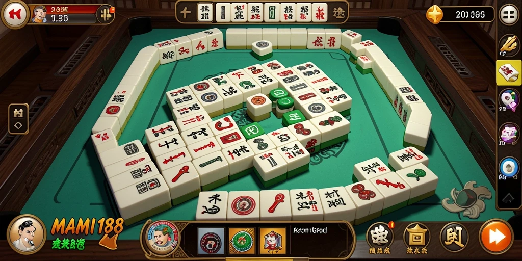 Tampilan gameplay seru dan mendebarkan dari MAMI188 Mahjong.