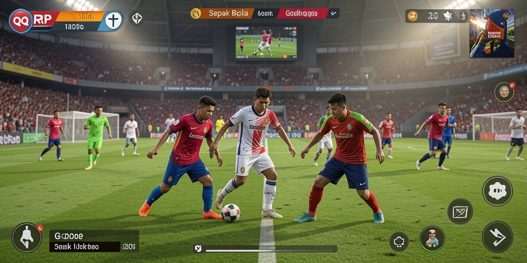 Screenshot menunjukkan aksi mendebarkan dalam pertandingan sepak bola.