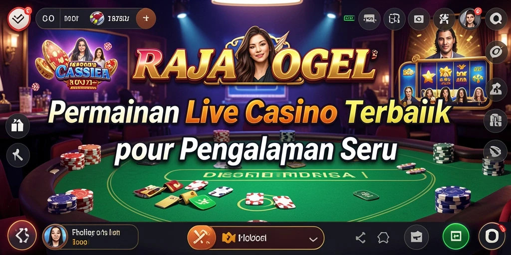 Screenshot menunjukkan dealer profesional dan suasana Live Casino yang mendebarkan.