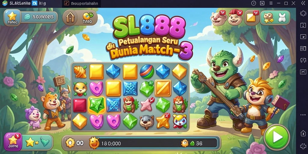 Screenshot gameplay SL888 yang menampilkan tantangan Match-3 yang seru.